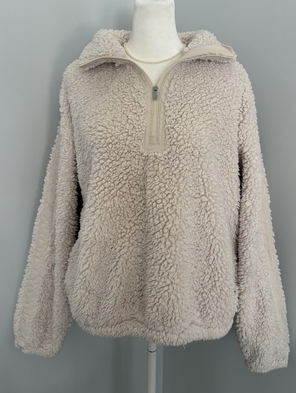 Athleta Cloud Fleece 1/2 Zip Pullover In Ivory M - Picture 2 of 10